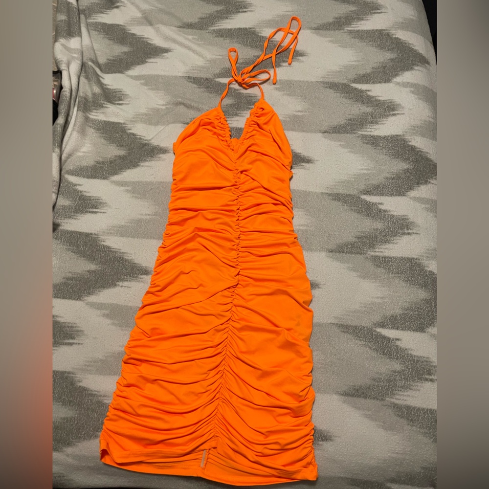 Orange midi dress